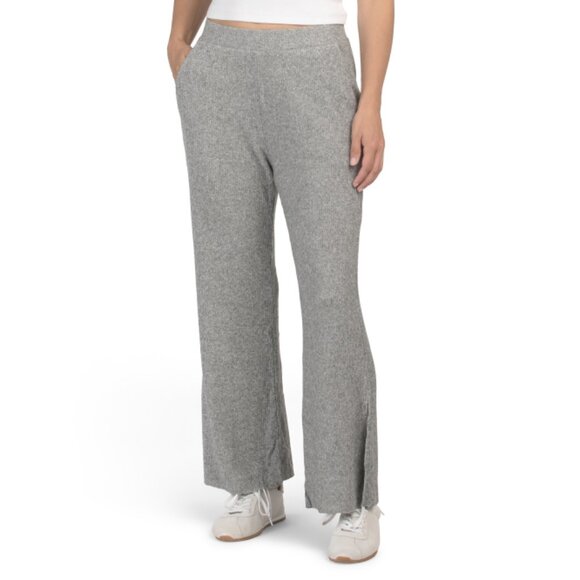 THEO & SPENCE Heather Grey Ribbed Yummy Wide Leg Pants - Picture 1 of 2